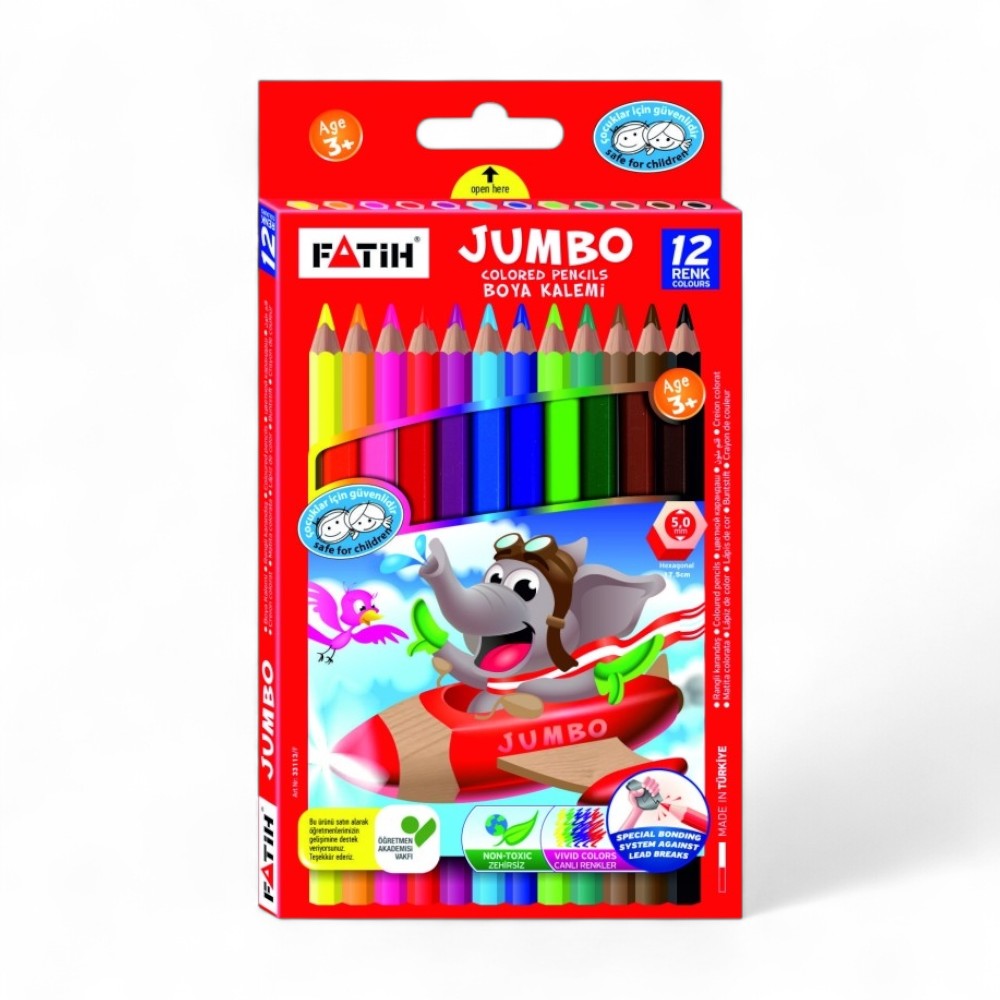 Fatih Kuru Boya (33412) Jumbo Karton Kutu 12 Renk